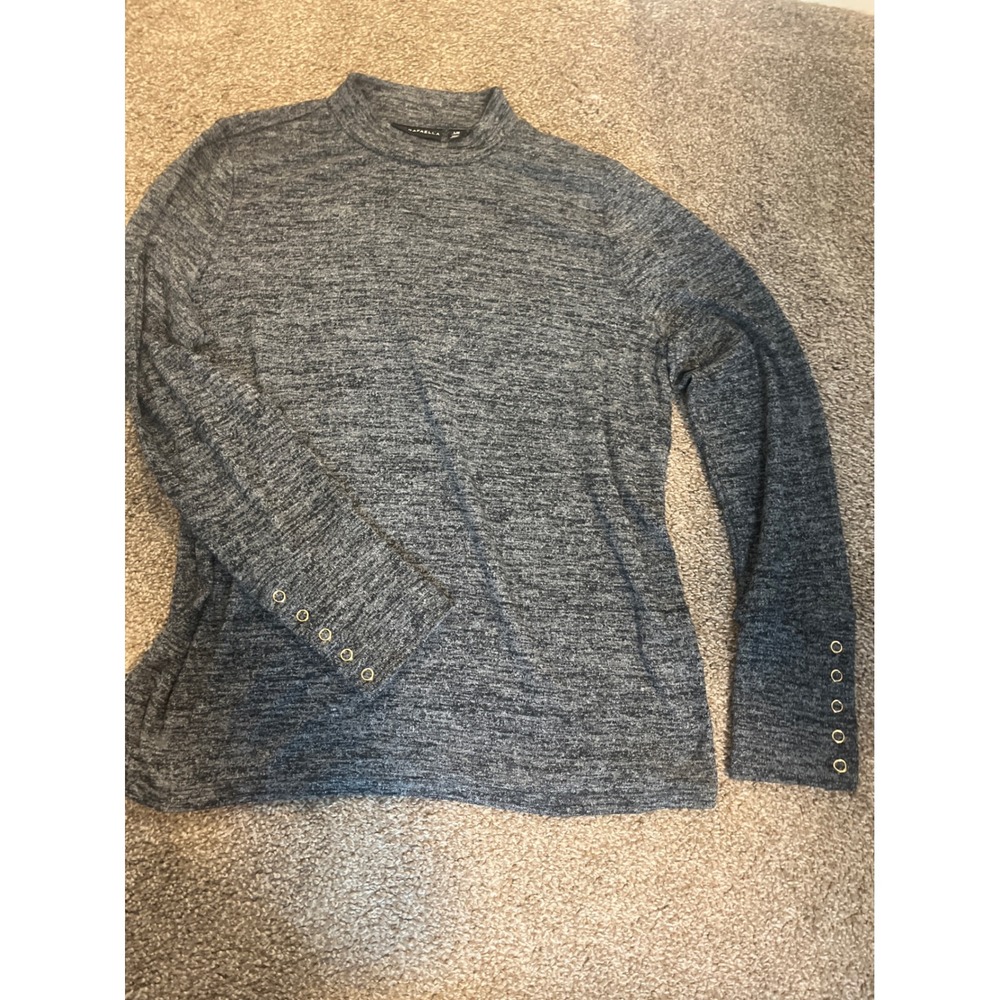 Raffaella Mock Neck Long Sleeve Heathered Knit Top Size L
